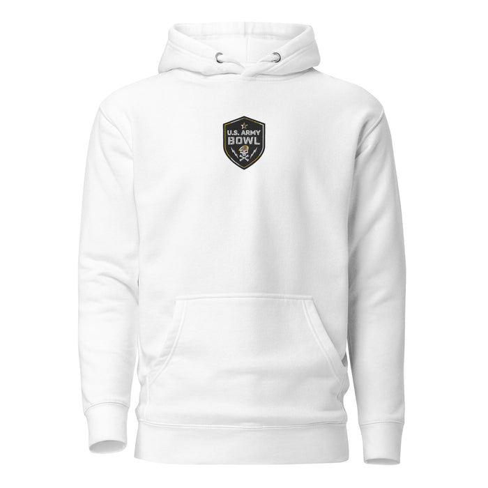 US Army Bowl Embroidered Logo Unisex Hoodie - White